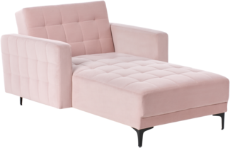 Chaiselongue Samtstoff pastellrosa schwarz ABERDEEN