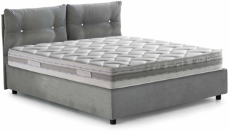 Dmora Doppelbett Calcite, Bettkasten mit Stoffbezug, 100 % Made in Italy, Öffnung vorne, inklusive Matratze 160 x 200 cm, Grau