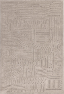 Teppich Strukturflor 3D-Relief | Wohnzimmerteppich Hoch-Tief-Effekt | Designerteppich Abstrakt | Moderner Skandinavischer Stil | Taupe 200x290 cm 2400g/qm Flordichte | EDEN-Carlisle von Kadima Design