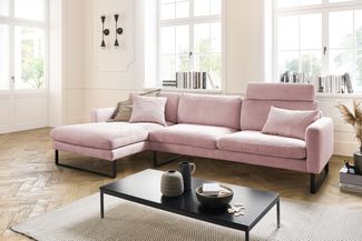 KAWOLA Sofa RICARDA Ecksofa Cord rosa Recamiere links 81 x 154 x 298 cm
