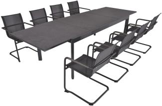 Edelstahl pulv./ Kunststoffgewebe, grau, Aluminium / Glas-Tischplatte Keramik-Optik