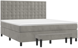 vidaXL Boxspringbett mit Matratze Hellgrau 180x200 cm Samt 3138097