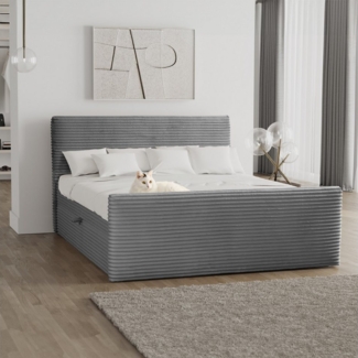 Kaiser Möbel Boxspringbett Trento mit Bettkasten, Topper und Bonellmatratze, VELO Stoff (Komplett-Set (Bettgestell, Matratze, Topper), mit Topper mit Bettkasten antibakterieller Bezug einfache Montage