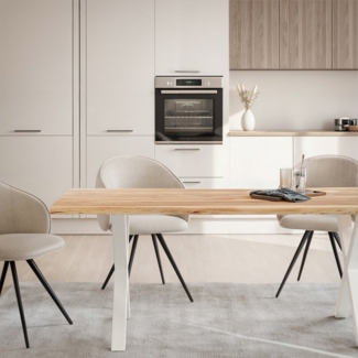 Liadomo Baumkantentisch Diala, Akazie Massivholz, Platte mit natürlicher Baumkante, Metallgestell