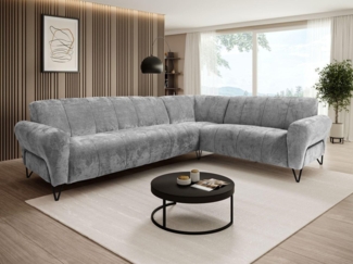 Beautysofa Ecksofa mit Metallbeine in schwarzer VOLARE L, mit höchstem Sitzkomfort, ohne Schlaffunktion