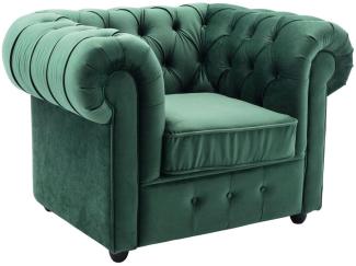 Sessel Relaxsessel CHESTERFIELD Samt dunkelgrün 114 cm