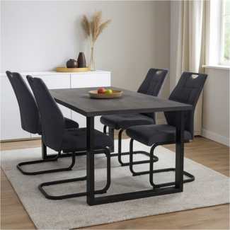 HTI-Living Esszimmerstuhl Modernes 4er Set dunkelgraue Schwingstühle (Set, 4 St), Esszimmerstuhl Freischwinger Samt
