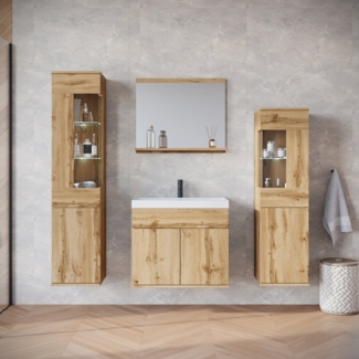 INOSIGN Badmöbel-Set Kenia, (Set, 5-St), Modernes Badmöbel-Set mit viel Stauraum und Glaseinsatz