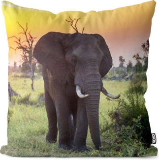 VOID Kissenbezug, (1 Stück), Elefant Sonnenuntergang Kissenbezug Elefant Afrika Safari Dschungel Z