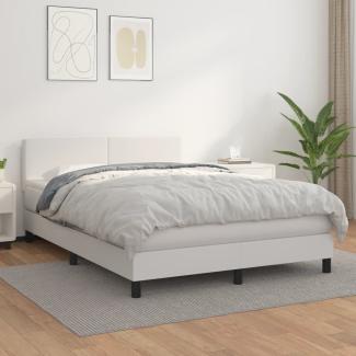 vidaXL Boxspringbett mit Matratze Weiß 140x190 cm Kunstleder 3141000