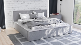 Polsterbett Doppelbett ALDANA 120x200 cm Komplettset in Stoff Freya Grau