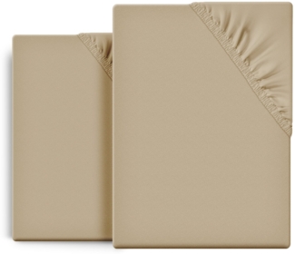 Beautex Spannbettlaken 2er Set Spannbetttuch Bettlaken Premium Baumwolle Jersey 160g/m², Jersey, Gummizug: rundum, (2 Stück)