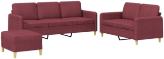 vidaXL 3-tlg. Sofagarnitur mit Kissen Weinrot Stoff 3202132