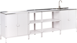 Outdoor-Küche 4er Set mit Spüle VILAMA Metall Weiß