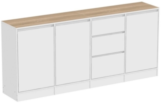 FUFU&GAGA Sideboard 3-Türiges-3-Schubladen- Sideboard, 80 X 180 X 35 cm, MDF,Weiß