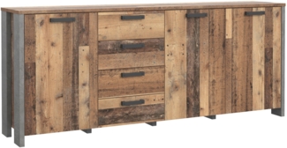 Beistellschrank >Celon< in Old Wood Vintage - 206.1x86.3x41.6cm (BxHxT)