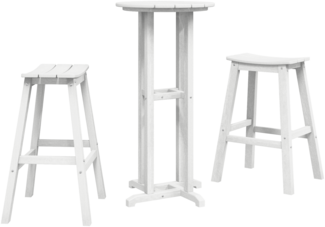 vidaXL 3-teiliges Garten Bar Set Weiß HDPE 3335801