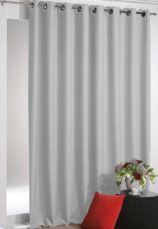Verdunkelungsgardine mit Ösen Shadow 135 x 295 cm ( Breite x Länge ) in Grau, Extra Lange Blackout Gardine in vielen Variationen