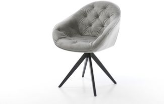 Esszimmerstuhl Gaio-Flex Samt Grau Kreuzgestell kantig Schwarz