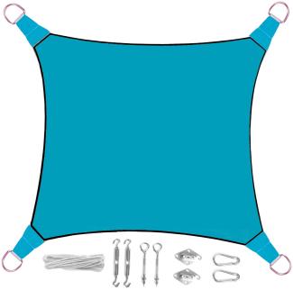 Sonnensegel Quadratisch Blau 5m - mit Ösenset für Balkon & Terrasse