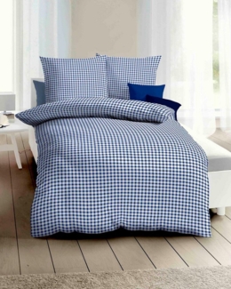 Kaeppel Biber Bettwäsche Vichy Karo Blau 155x220 + 80x80 cm