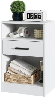 Weißer Nachttisch mit Schublade und offenem Fach 30x40x60cm