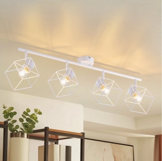 ZMH Deckenstrahler 2/3/4 Flammig 350° Schwenkbar Vintage Metall Deckenleuchte Wohnzimmer, Einfache Instaallation, ohne Leuchtmittel, Weiß 4 Flammig um 90° vertikal Schlafzimmerlampe für Flur Küche