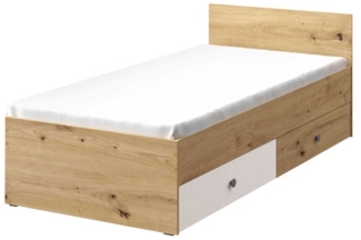 Bett Nero Jugendzimmer 90x200 cm artisan eiche weiß matt