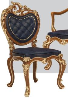 Casa Padrino Luxus Barock Esszimmer Stuhl Set Dunkelblau / Braun / Gold 57 x 62 x H. 105 cm - Prunkvolles Küchen Stühle 6er Set - Hotel Restaurant Schloss Möbel - Luxus Qualität - Made in Italy