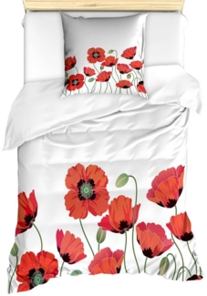 Abakuhaus Bettwäsche Milbensicher Allergiker geeignet mit Kissenbezug, Microfaser, Blumen Natürliche Mohnblumen-Garten
