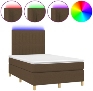 vidaXL Boxspringbett mit Matratze & LED Dunkelbraun 120x190 cm Stoff 3270263