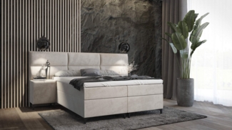 Best for Home Boxspringbett Sapri mit 7 cm Topper und 2x Nachtisch
