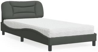 vidaXL Bett mit Matratze Dunkelgrau 100x200 cm Stoff 3208514