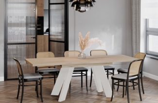 Endo-Moebel Esstisch "Coso Kaschmir" 130-210cm ausziehbar, erweiterbar, Kaschmir Tischbeine, Für bis zu 8 Personen, Kaschmir Beige Beine, Küchentisch, viele Farben