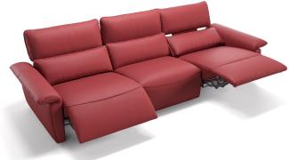 Sofanella Ledercouch Merida 3-Sitzer Funktionssofa elektrisches in Rot S: 242 Breite x 101 Tiefe