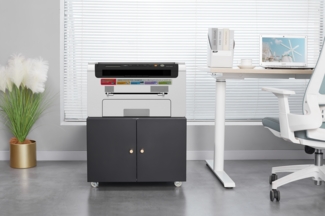 Druckertisch Metall Rollcontainer Schwarz, 60x60x45 cm, höhenverstellbar