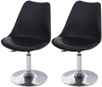 2er-Set Drehstuhl Malmö T501, Stuhl Küchenstuhl, höhenverstellbar, Kunstleder ~ schwarz, Chromfuß