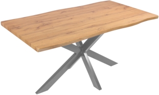 Esstisch Baumkante Holz-Optik Wildeiche 160 x 85 Spider-Gestell silber JOSY 142463952