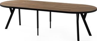 WFL GROUP Esstisch Twixy ausziehbar rund industrial mit schwarzen Holzbeinen (MADE IN EU, erhältlich in 2 Größen – Durchmesser 100 cm, ausziehbar auf 250/300 cm), XXL groß extra lang Ausziehtisch für 5-16 oder 5-14 Personen