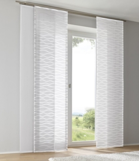 Kutti Schiebegardine Enya, Paneelwagen (1 St), halbtransparent, Ausbrenner, Ausbrenner Welle transparent uni