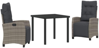 vidaXL Garten Essgruppe 3 pcs Grau Poly-Rattan 3380435