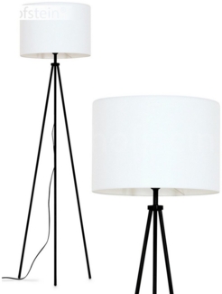 hofstein Stehlampe Stehlampe aus Metall/Stoff in Schwarz/Weiß, ohne Leuchtmittel, Boho, runder Schirm (40 cm), Fußschalter, 1x E27, ohne Leuchtmittel