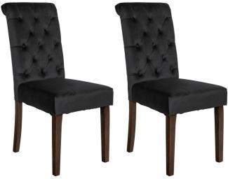 2er Set Esszimmerstühle Lisburn Samt, schwarz