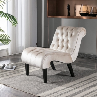 Celya Stuhl Polsterstühle,mit Knopf bequemen Stuhl Bequemer Velvet Akzentstuhl (Akzentstuhl ohne Armlehnen mit Knöpfen,gepolstertem Schaumstoff), Holzbeinen für Wohnzimmer,Schlafzimmer und Büro,150 kg Belastbarkeit