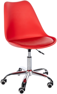 CLP Arbeitshocker Laflin gepolsterte Sitzfläche Kunstleder Rückenlehne auf Rollen,rot