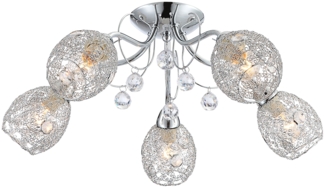 Deckenleuchte, 5 Flammig, Kristalle, Chrom, D 54 cm