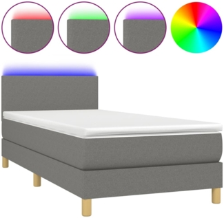vidaXL Boxspringbett mit Matratze & LED Dunkelgrau 80x200 cm Stoff 3133510
