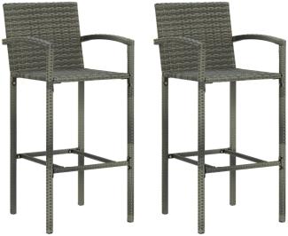 vidaXL Barhocker 2 Stk. Grau Poly Rattan 313453