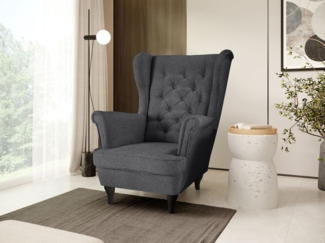 Beautysofa Ohrensessel Sessel FALCO Chesterfield Wohnzimmersessel Fernsehsessel