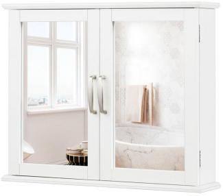 COSTWAY Spiegelschrank Badezimmer, Badschrank mit Spiegel, Badezimmerschrank, Badezimmerspiegel, Hängeschrank Badmöbel, Badezimmerspiegelschrank